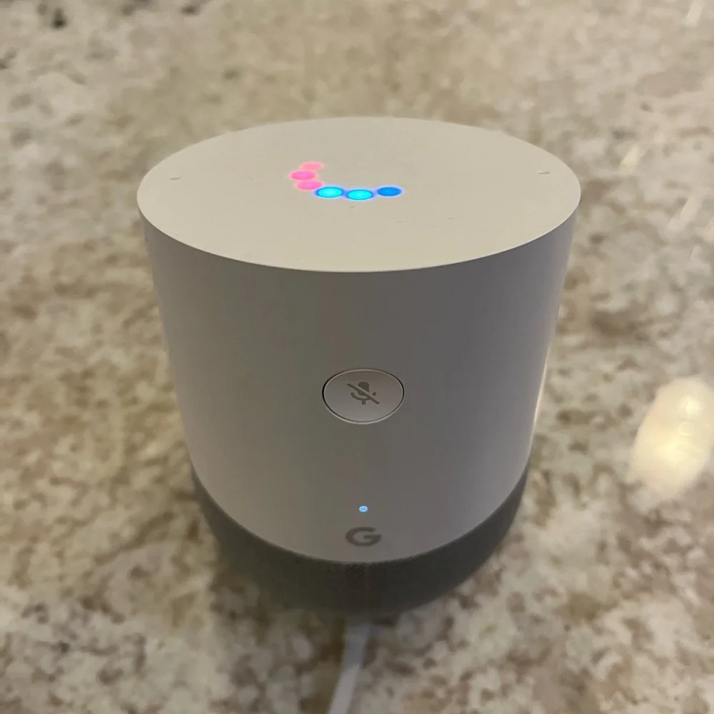 Google Home Voice Assistant in White and Gray